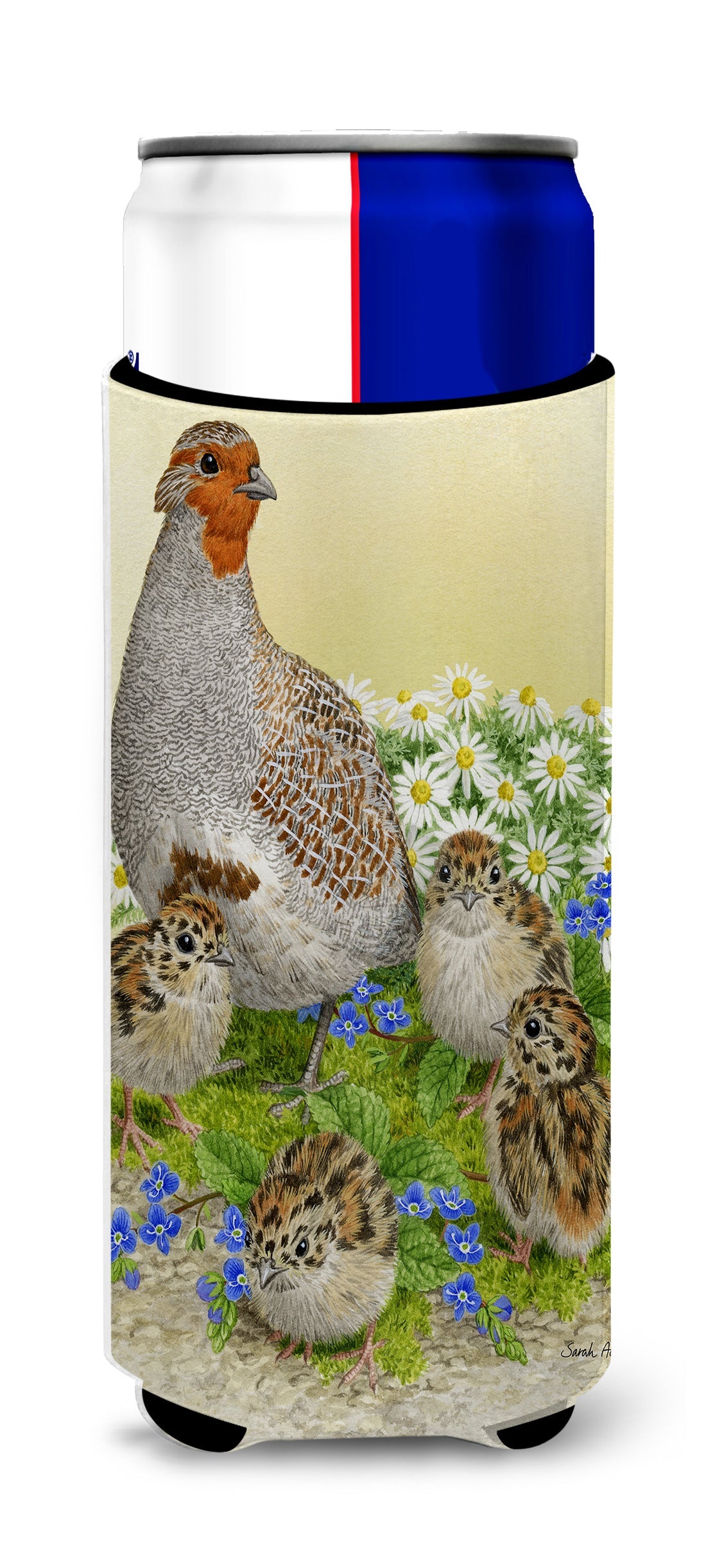 Partridge and Chicks Slim Can Hugger , Insulated Foam Hugger for 12 oz Slim Cans, Beer Bottles & Water Bottles, Printed in USA