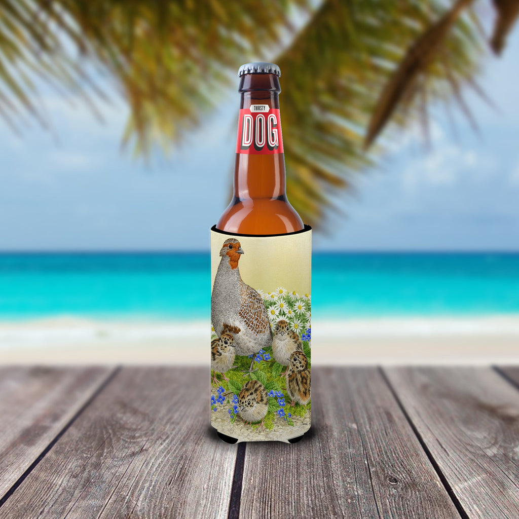 Partridge and Chicks Slim Can Hugger , Insulated Foam Hugger for 12 oz Slim Cans, Beer Bottles & Water Bottles, Printed in USA