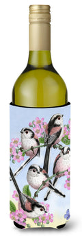 Party of 5 Long Tailed Tits Wine Bottle Hugger Gift Sleeve for Standard 750 ml Bottles, Insulated Reusable Also Fits Mini Shot & Pint Bottles