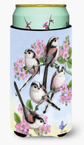 Party of 5 Long Tailed Tits Tall Boy Hugger Can Cooler Sleeve Machine Washable Drink Collapsible Insulator Beverage Insulated Holder