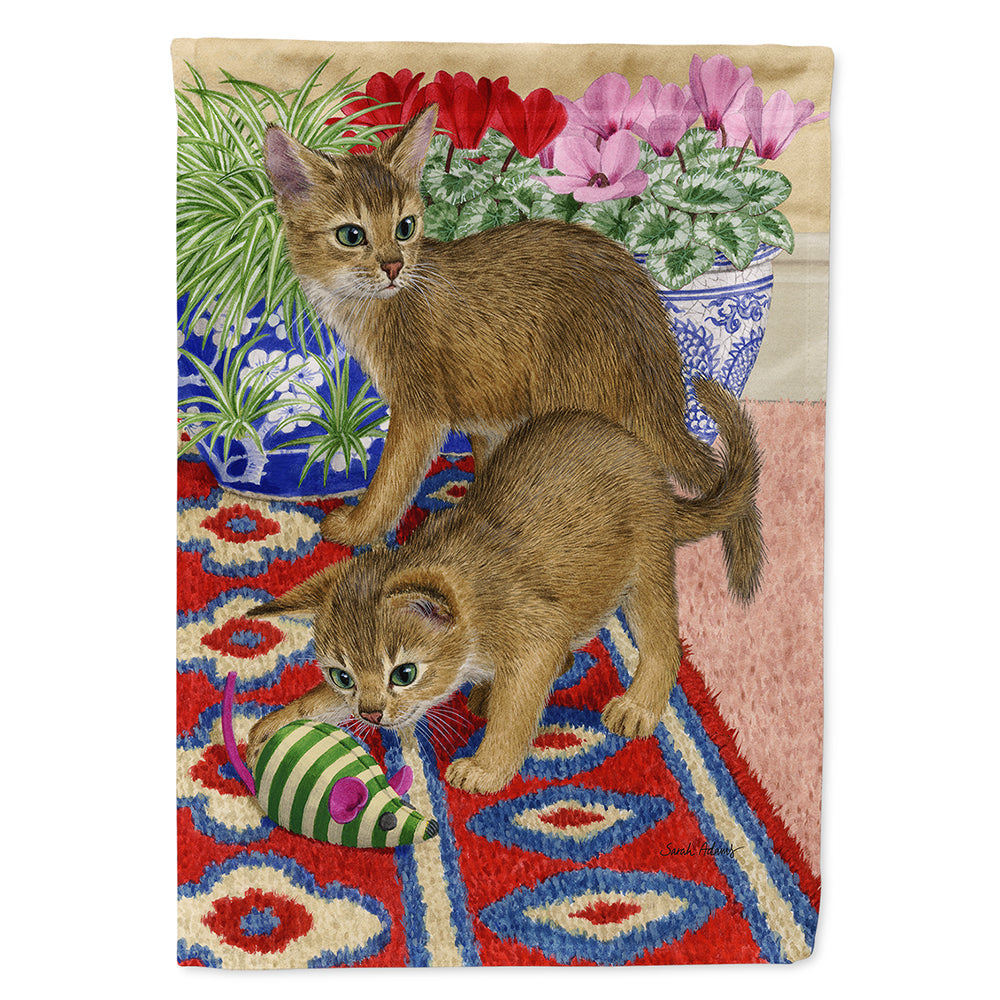 Abyssinian Kitten House Flag 28x40 Porch Sleeve Pole Decorative Outside Yard Banner Artwork Wall Hanging, Polyester