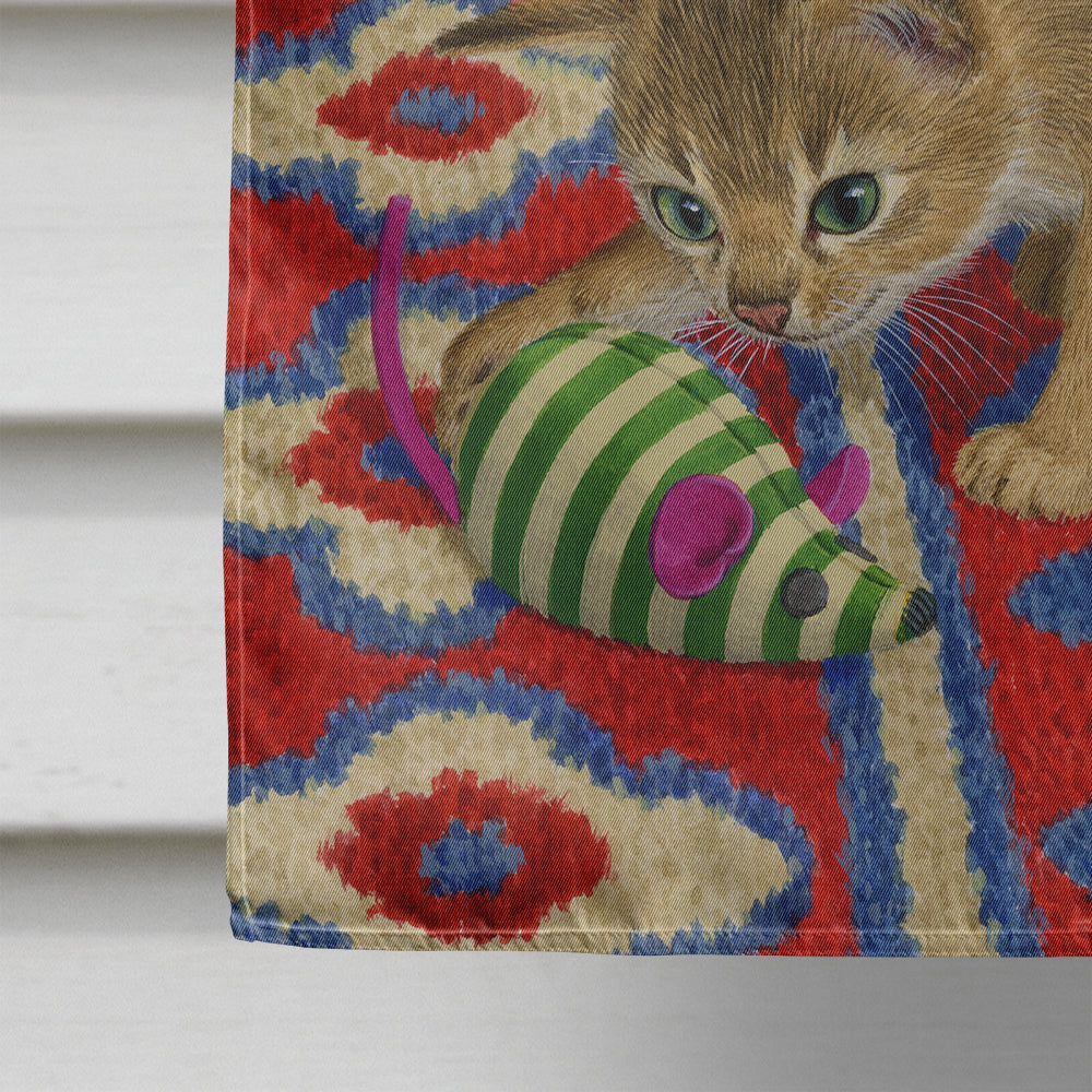 Abyssinian Kitten House Flag 28x40 Porch Sleeve Pole Decorative Outside Yard Banner Artwork Wall Hanging, Polyester