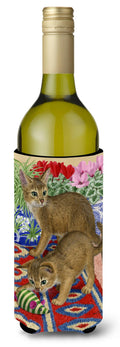 Abyssinian Kitten Wine Bottle Hugger Gift Sleeve for Standard 750 ml Bottles, Insulated Reusable Also Fits Mini Shot & Pint Bottles