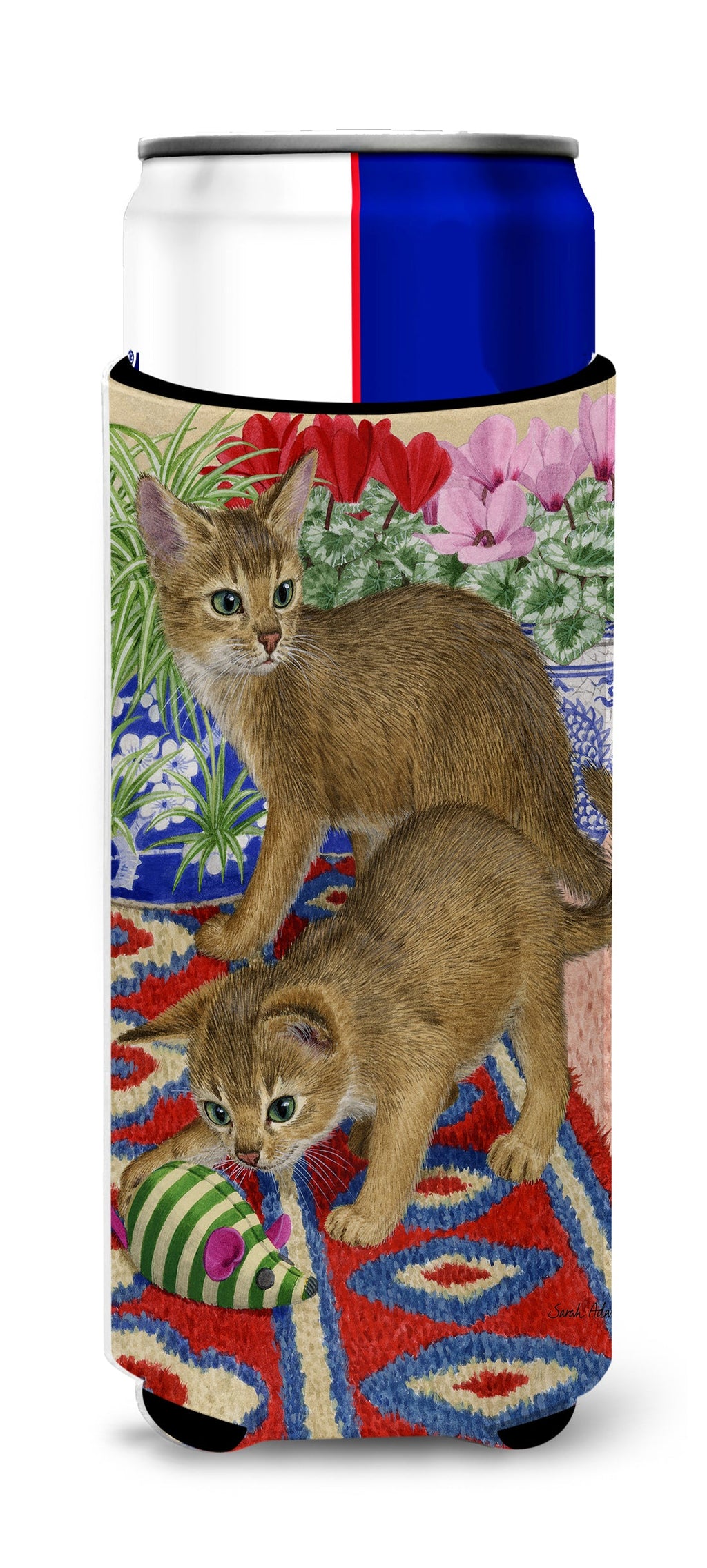 Abyssinian Kitten Slim Can Hugger , Insulated Foam Hugger for 12 oz Slim Cans, Beer Bottles & Water Bottles, Printed in USA