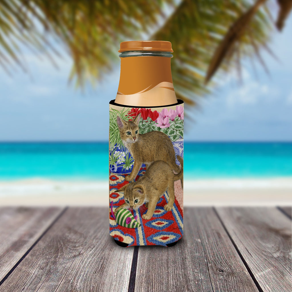 Abyssinian Kitten Slim Can Hugger , Insulated Foam Hugger for 12 oz Slim Cans, Beer Bottles & Water Bottles, Printed in USA