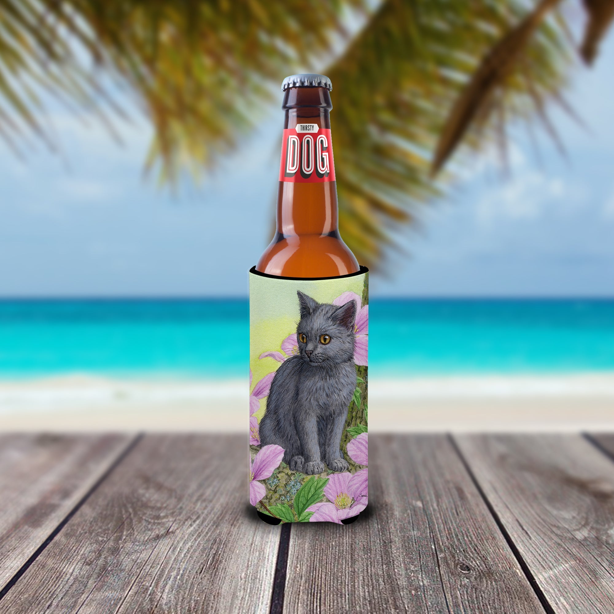 Chartruex Kitten Slim Can Hugger , Insulated Foam Hugger for 12 oz Slim Cans, Beer Bottles & Water Bottles, Printed in USA