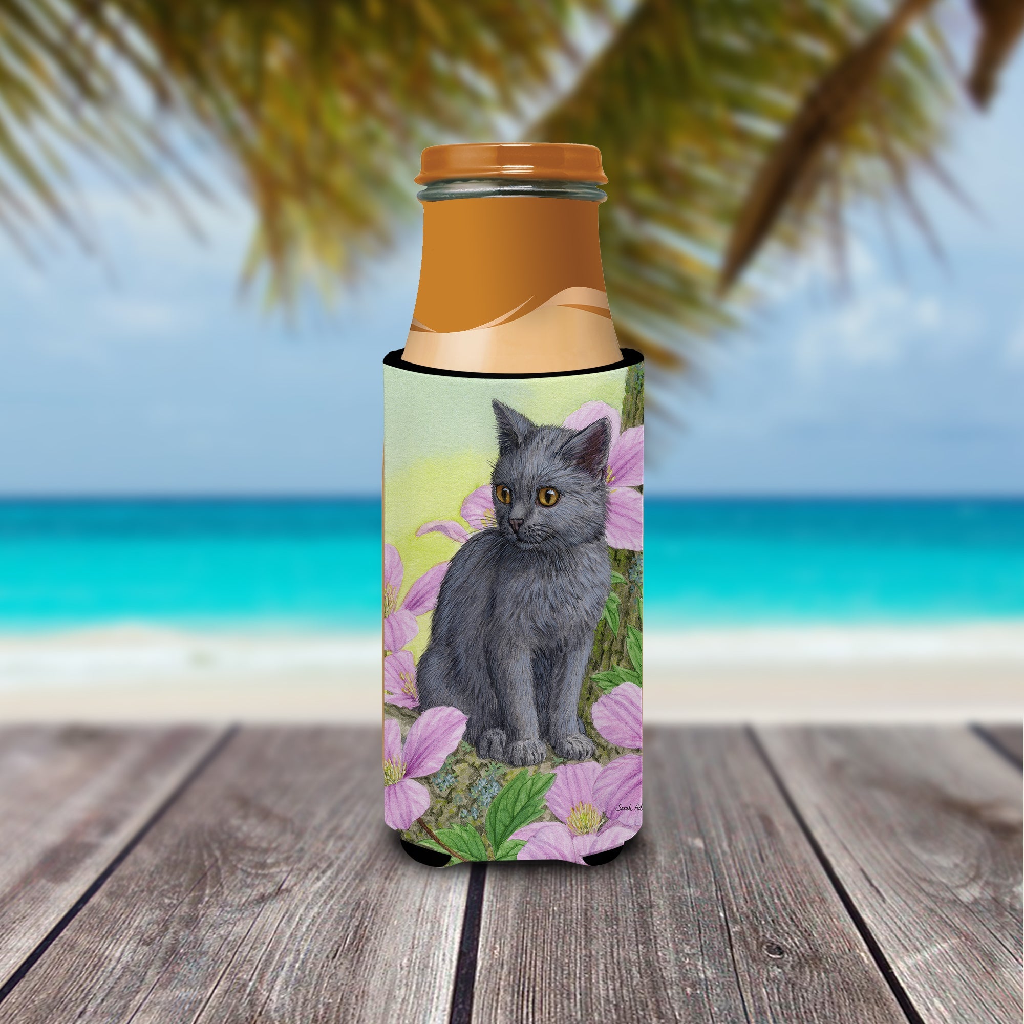 Chartruex Kitten Slim Can Hugger , Insulated Foam Hugger for 12 oz Slim Cans, Beer Bottles & Water Bottles, Printed in USA