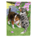 Sheltie Puppies House Flag 28x40 Porch Sleeve Pole Decorative Outside Yard Banner Artwork Wall Hanging, Polyester
