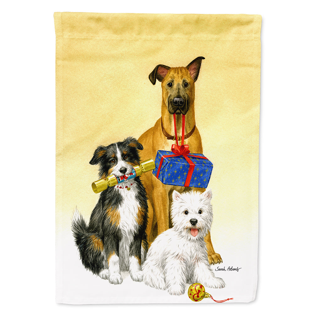 Westie, German Shepherd and Aussie House Flag 28x40 Porch Sleeve Pole Decorative Outside Yard Banner Artwork Wall Hanging, Polyester