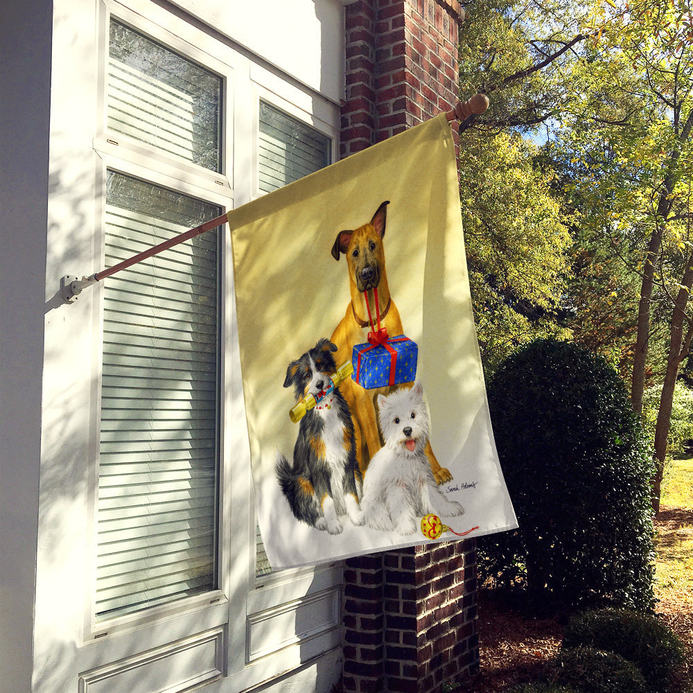 Westie, German Shepherd and Aussie House Flag 28x40 Porch Sleeve Pole Decorative Outside Yard Banner Artwork Wall Hanging, Polyester