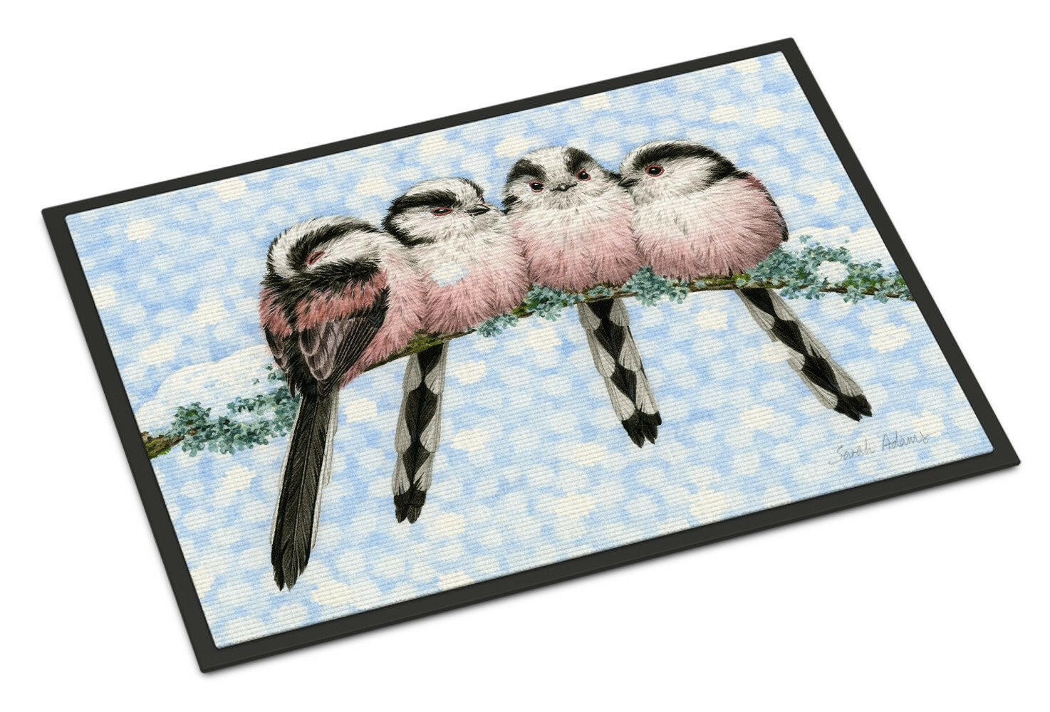 Roosting Long Tailed Tits Doormat Indoor Outdoor 24H X 36W Front Door Mat Rugs for Entryway, Non Slip Washable Low Pile,