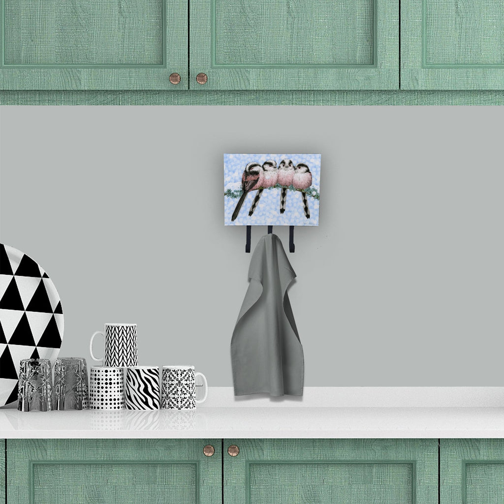 Roosting Long Tailed Tits Leash or Key Holder Wall Hooks, Coat Rack Wall Mount, for Hanging Keys, Towels, Aprons, Leashes