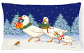 Three Geese & Gifts Decorative Throw Pillow 12x16 Indoor Outdoor Accent Cushion, Fabric Cover with Insert for Sofa, Bed, Porch & Living Room