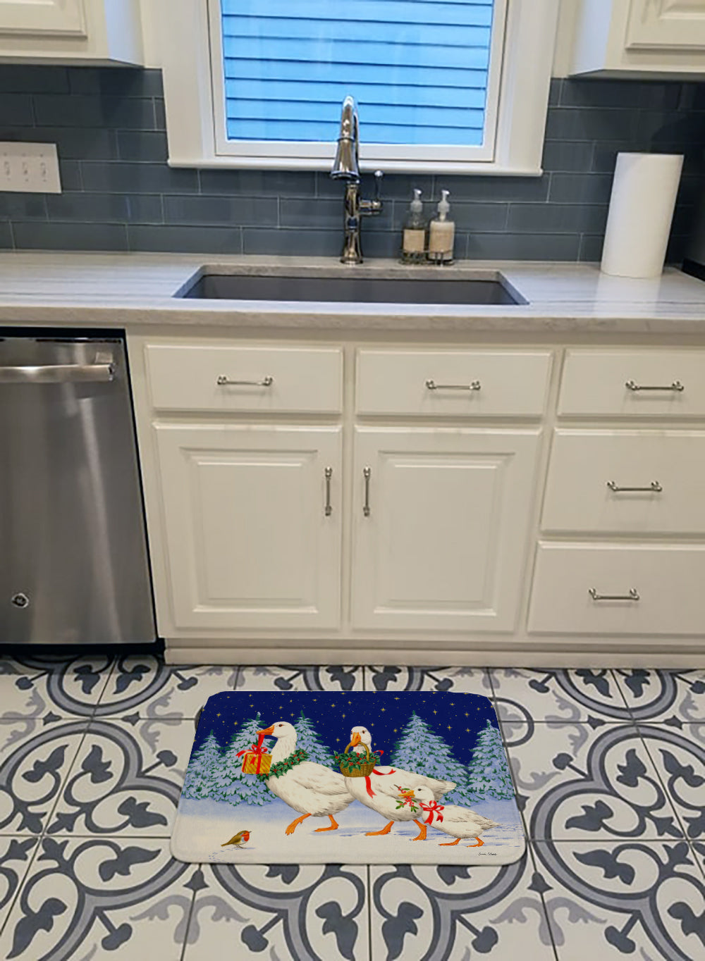 Three Geese & Gifts Memory Foam Kitchen Mat Machine Washable Anti-Fatigue Cushion Comfort Bath or Kitchen Rug
