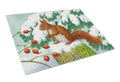 Winter Red Squirrel Cutting Board Tempered Glass Kitchen Cutting Surface, Heat Resistant Chopping, Non-Slip Feet, Food Prep & Serving