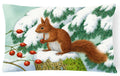 Winter Red Squirrel Decorative Throw Pillow 12x16 Indoor Outdoor Accent Cushion, Fabric Cover with Insert for Sofa, Bed, Porch & Living Room