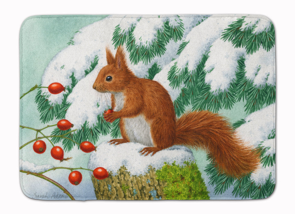 Winter Red Squirrel Memory Foam Kitchen Mat Machine Washable Anti-Fatigue Cushion Comfort Bath or Kitchen Rug