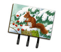 Winter Red Squirrel Leash or Key Holder Wall Hooks, Coat Rack Wall Mount, for Hanging Keys, Towels, Aprons, Leashes