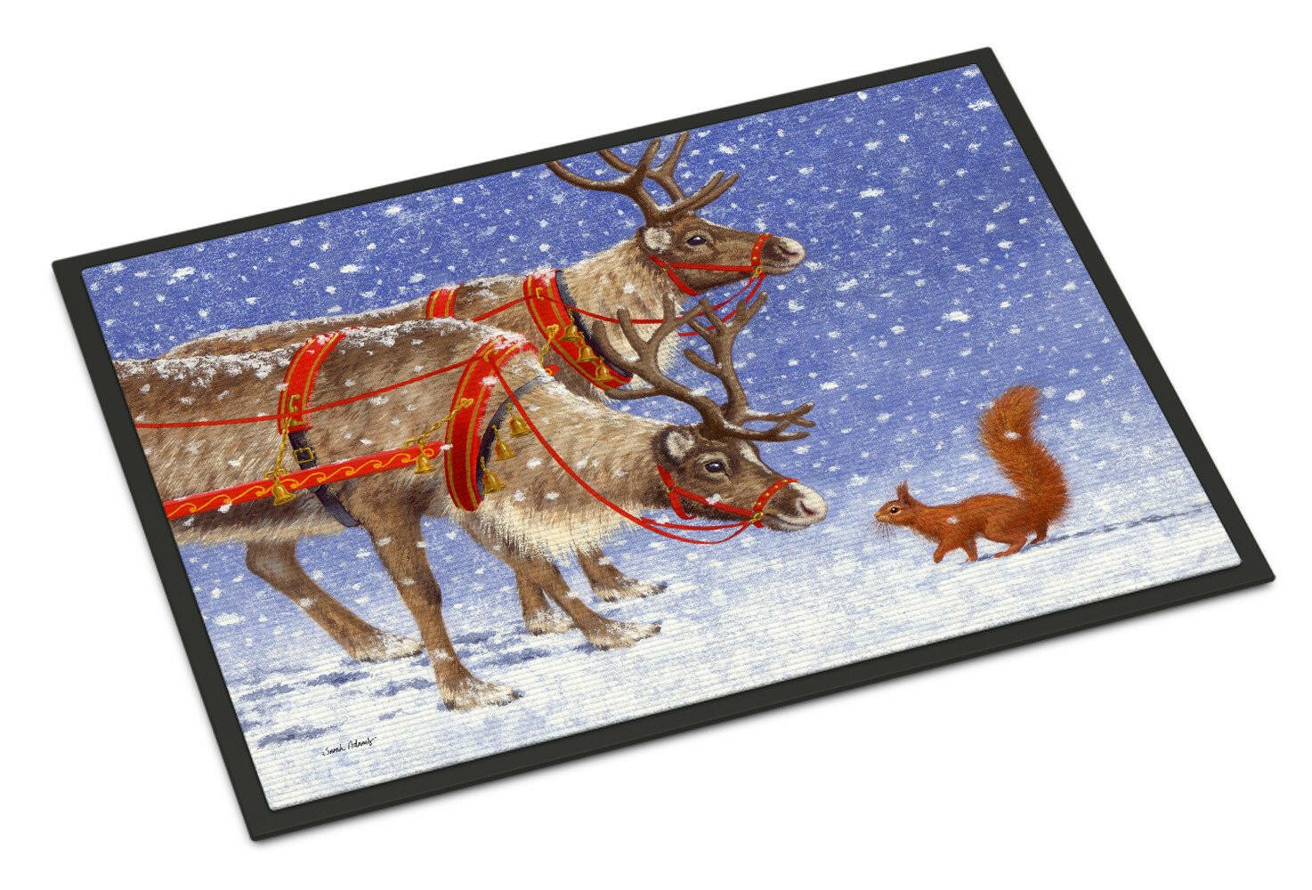 Reindeer & Squirrel Doormat Indoor Outdoor 18H X 27W Front Door Mat Rugs for Entryway, Non Slip Washable