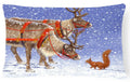 Reindeer & Squirrel Decorative Throw Pillow 12x16 Indoor Outdoor Accent Cushion, Fabric Cover with Insert for Sofa, Bed, Porch & Living Room