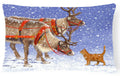 Reindeer & Cat Decorative Throw Pillow 12x16 Indoor Outdoor Accent Cushion, Fabric Cover with Insert for Sofa, Bed, Porch & Living Room