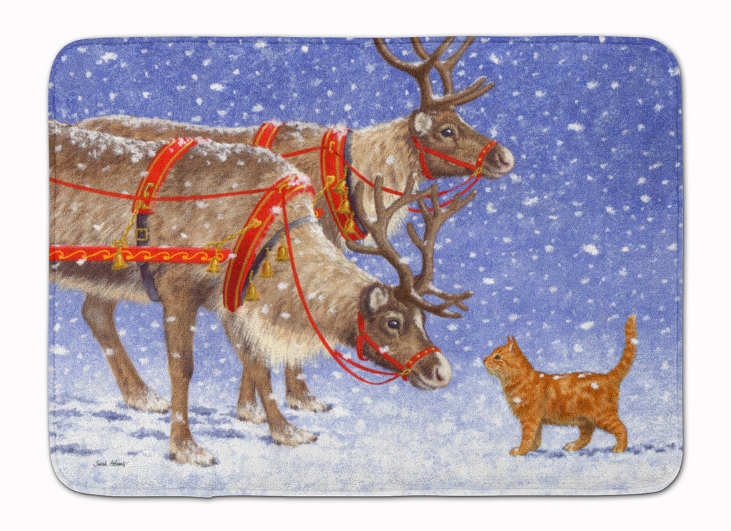 Reindeer & Cat Memory Foam Kitchen Mat Machine Washable Anti-Fatigue Cushion Comfort Bath or Kitchen Rug