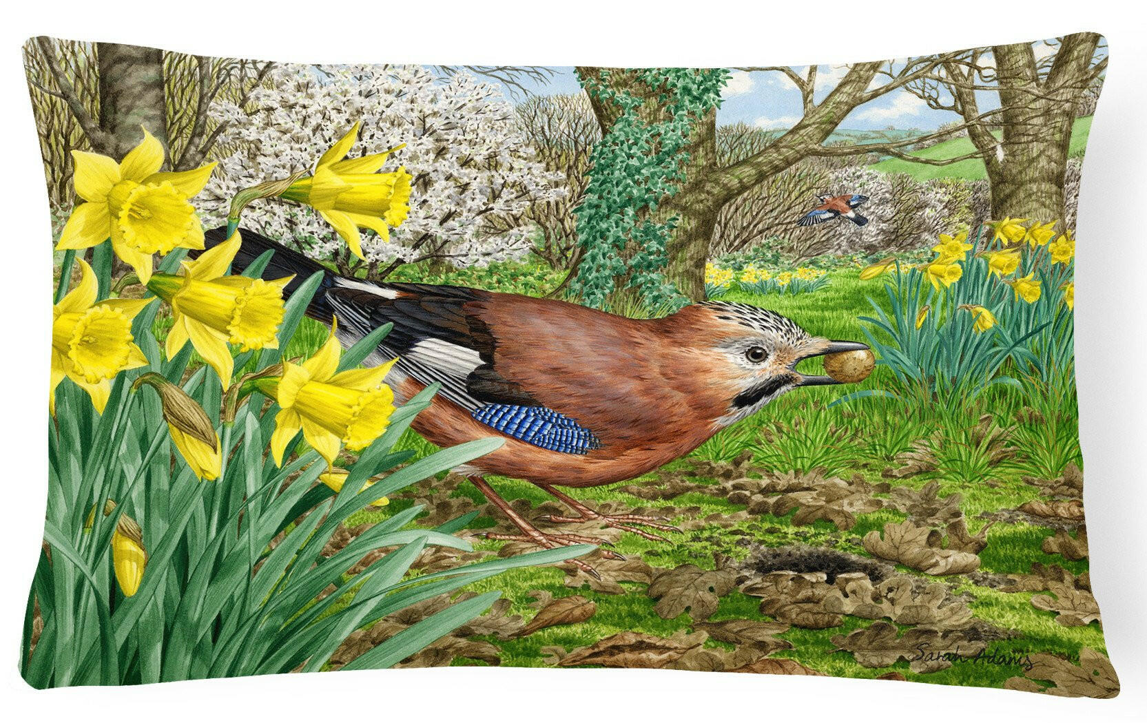 Jay Decorative Throw Pillow 12x16 Indoor Outdoor Accent Cushion, Fabric Cover with Insert for Sofa, Bed, Porch & Living Room