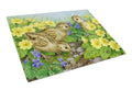 Pheasant Chicks Cutting Board Tempered Glass Kitchen Cutting Surface, Heat Resistant Chopping, Non-Slip Feet, Food Prep & Serving
