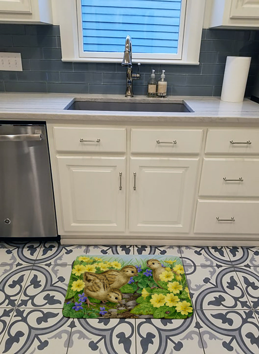 Pheasant Chicks Memory Foam Kitchen Mat Machine Washable Anti-Fatigue Cushion Comfort Bath or Kitchen Rug