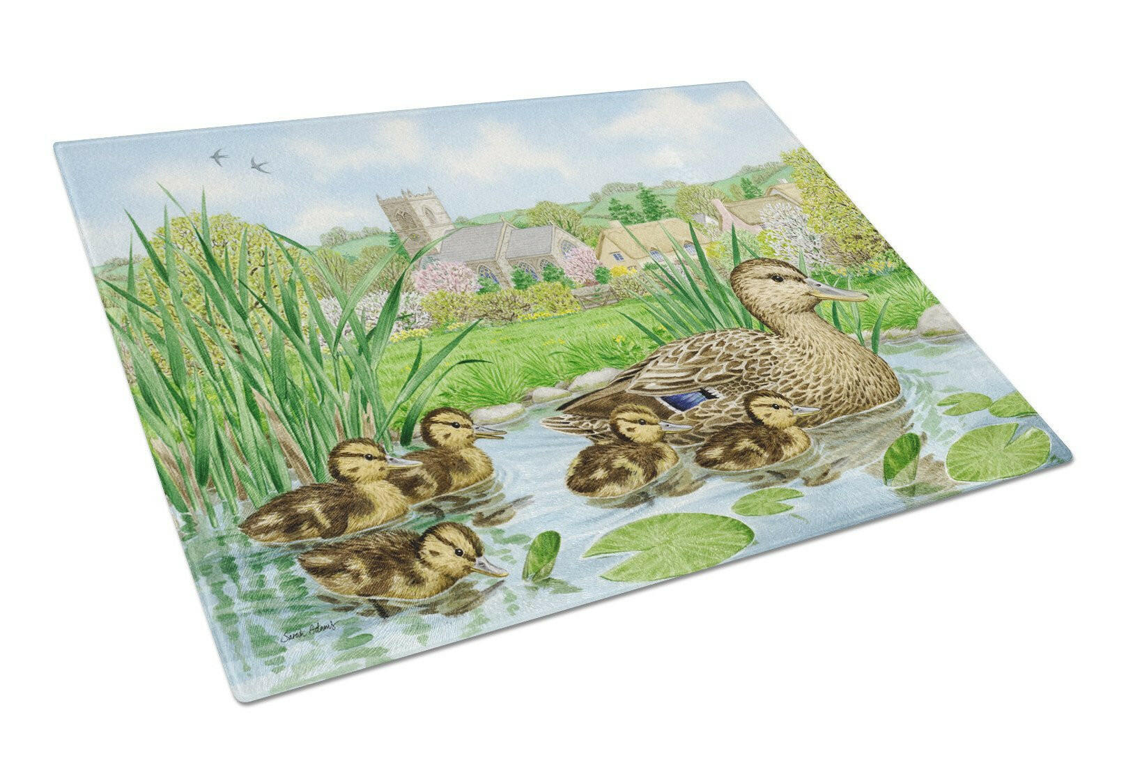 Mallard Duck Cutting Board Tempered Glass Kitchen Cutting Surface, Heat Resistant Chopping, Non-Slip Feet, Food Prep & Serving
