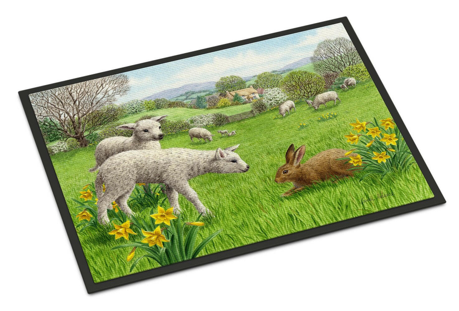 Lambs, Sheep and Rabbit Hare Doormat Indoor Outdoor 18H X 27W Front Door Mat Rugs for Entryway, Non Slip Washable