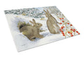 Winter Rabbits Cutting Board Tempered Glass Kitchen Cutting Surface, Heat Resistant Chopping, Non-Slip Feet, Food Prep & Serving