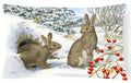 Winter Rabbits Decorative Throw Pillow 12x16 Indoor Outdoor Accent Cushion, Fabric Cover with Insert for Sofa, Bed, Porch & Living Room