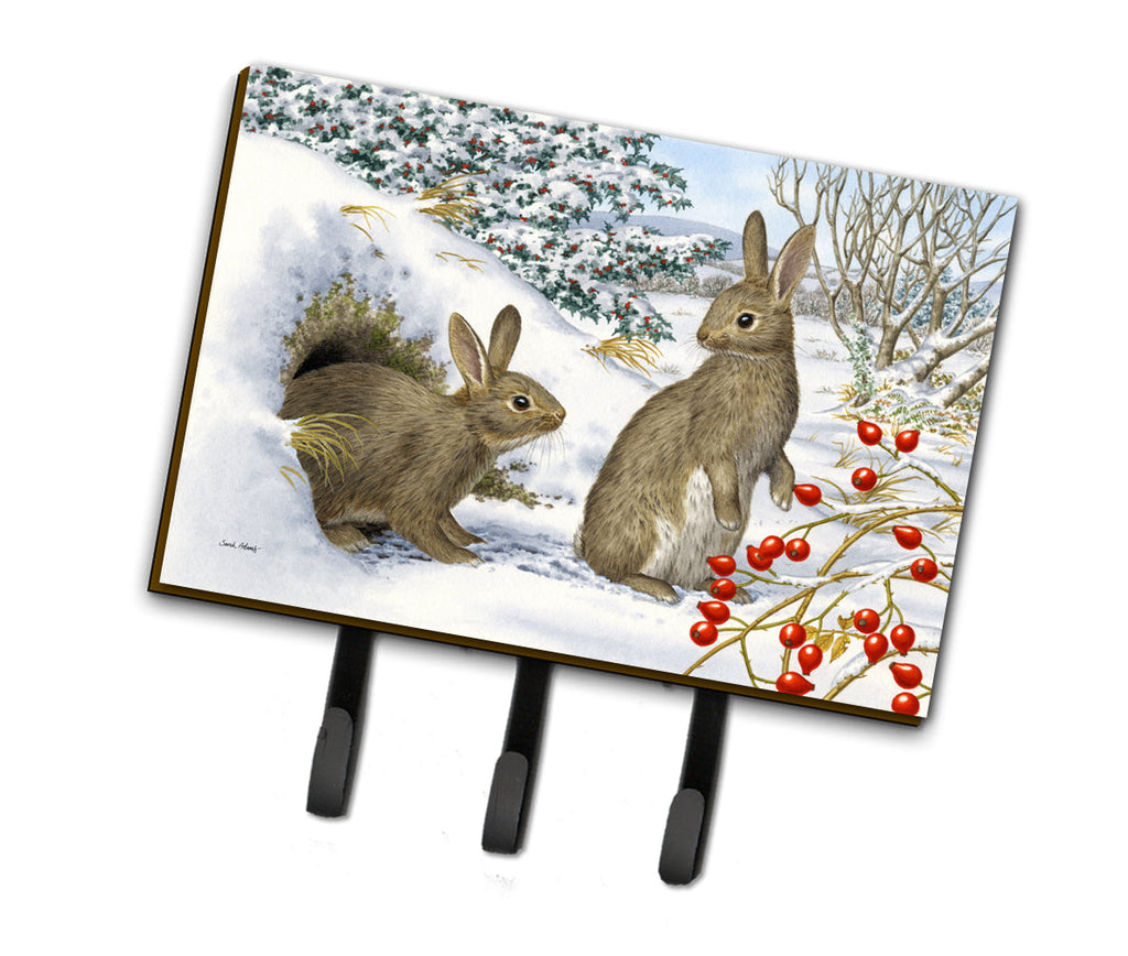 Winter Rabbits Leash or Key Holder Wall Hooks, Coat Rack Wall Mount, for Hanging Keys, Towels, Aprons, Leashes