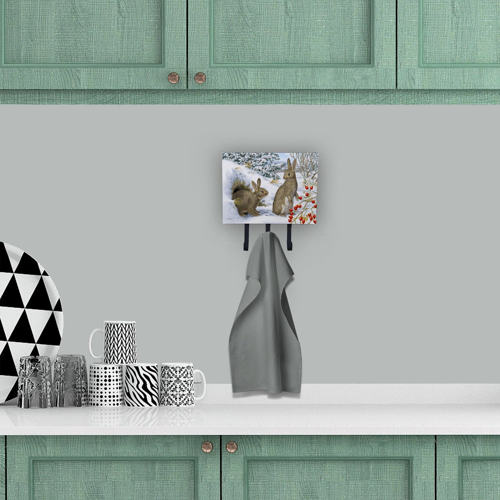 Winter Rabbits Leash or Key Holder Wall Hooks, Coat Rack Wall Mount, for Hanging Keys, Towels, Aprons, Leashes