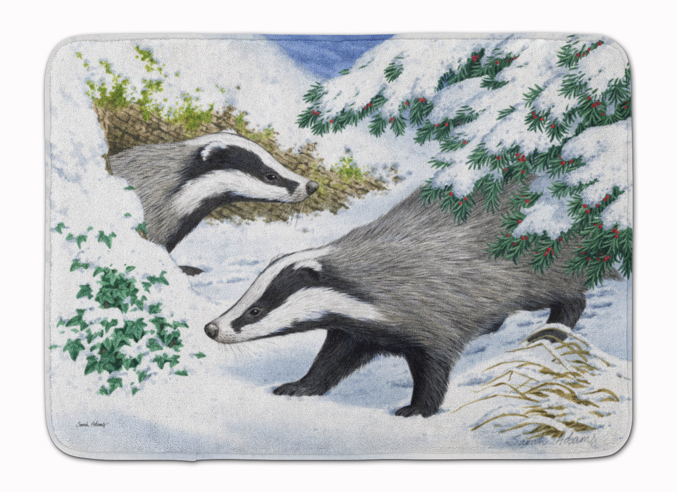 Badgers in the snow Memory Foam Kitchen Mat Machine Washable Anti-Fatigue Cushion Comfort Bath or Kitchen Rug