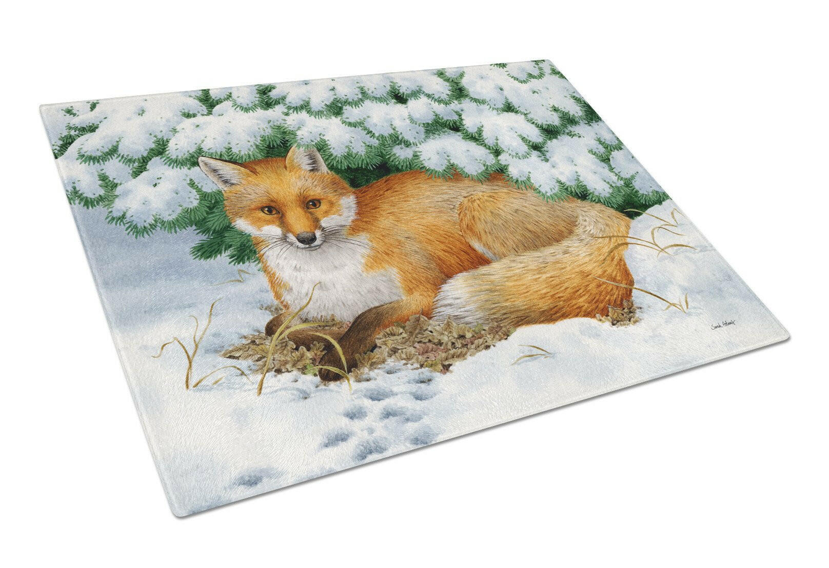 Winter Fox Cutting Board Tempered Glass Kitchen Cutting Surface, Heat Resistant Chopping, Non-Slip Feet, Food Prep & Serving