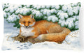 Winter Fox Decorative Throw Pillow 12x16 Indoor Outdoor Accent Cushion, Fabric Cover with Insert for Sofa, Bed, Porch & Living Room