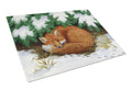 Naptime Fox Cutting Board Tempered Glass Kitchen Cutting Surface, Heat Resistant Chopping, Non-Slip Feet, Food Prep & Serving
