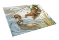 Playtime Otters Cutting Board Tempered Glass Kitchen Cutting Surface, Heat Resistant Chopping, Non-Slip Feet, Food Prep & Serving