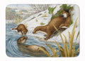 Playtime Otters Memory Foam Kitchen Mat Machine Washable Anti-Fatigue Cushion Comfort Bath or Kitchen Rug