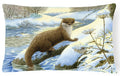 Winter Otter Decorative Throw Pillow 12x16 Indoor Outdoor Accent Cushion, Fabric Cover with Insert for Sofa, Bed, Porch & Living Room