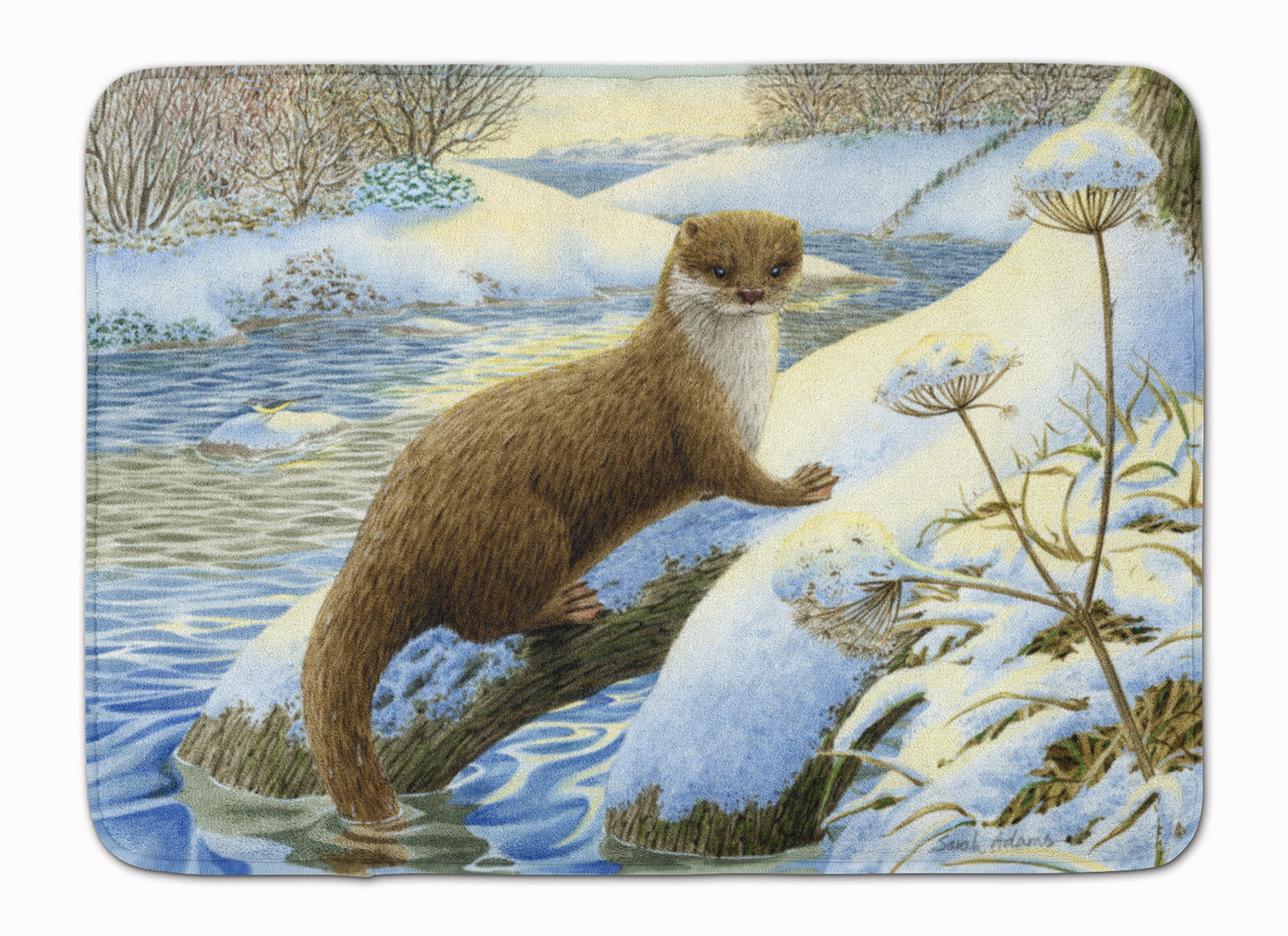 Winter Otter Memory Foam Kitchen Mat Machine Washable Anti-Fatigue Cushion Comfort Bath or Kitchen Rug