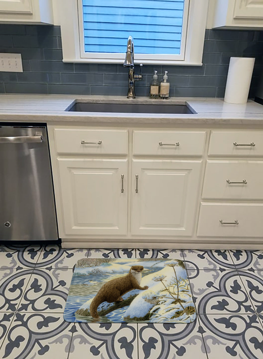 Winter Otter Memory Foam Kitchen Mat Machine Washable Anti-Fatigue Cushion Comfort Bath or Kitchen Rug