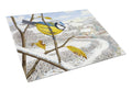 Winter Eurasian Blue Tit Cutting Board Tempered Glass Kitchen Cutting Surface, Heat Resistant Chopping, Non-Slip Feet, Food Prep & Serving