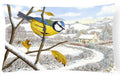 Winter Eurasian Blue Tit Decorative Throw Pillow 12x16 Indoor Outdoor Accent Cushion, Fabric Cover with Insert for Sofa, Bed, Porch & Living Room