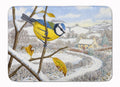 Winter Eurasian Blue Tit Memory Foam Kitchen Mat Machine Washable Anti-Fatigue Cushion Comfort Bath or Kitchen Rug