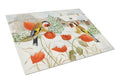 European Goldfinches Cutting Board Tempered Glass Kitchen Cutting Surface, Heat Resistant Chopping, Non-Slip Feet, Food Prep & Serving