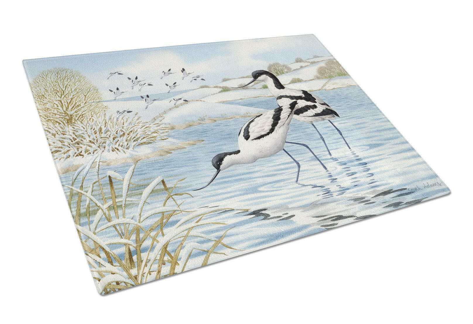 Avocet Cutting Board Tempered Glass Kitchen Cutting Surface, Heat Resistant Chopping, Non-Slip Feet, Food Prep & Serving