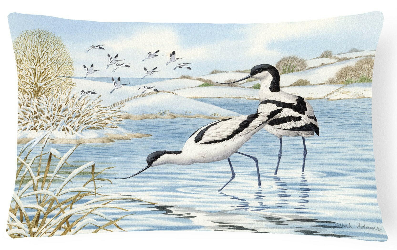 Avocet Decorative Throw Pillow 12x16 Indoor Outdoor Accent Cushion, Fabric Cover with Insert for Sofa, Bed, Porch & Living Room